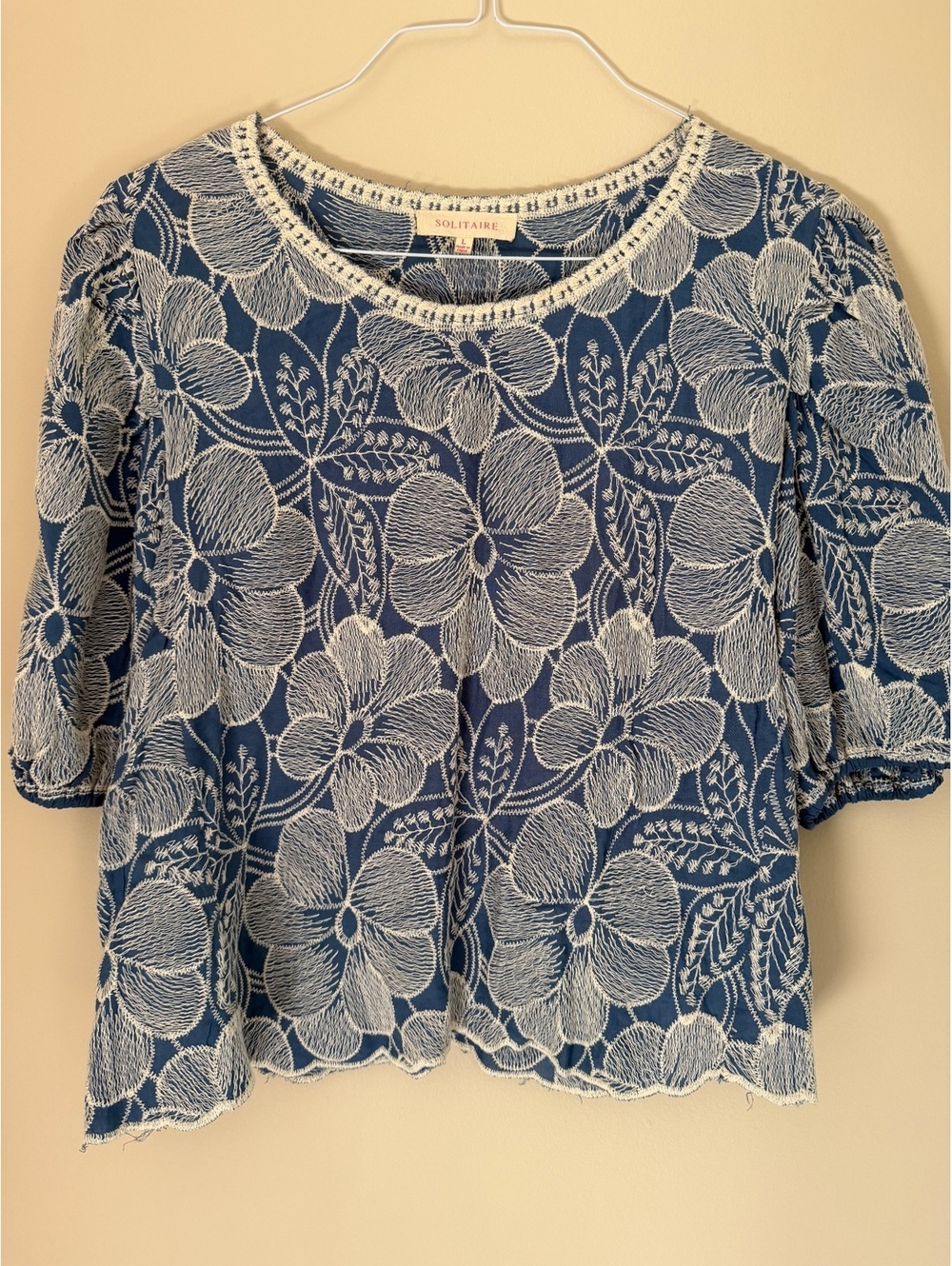 L Solitaire embroidered floral boho top